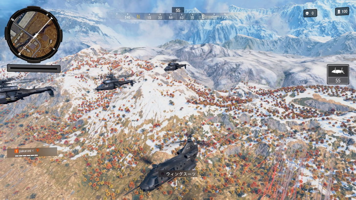 マップの外側は雪山に。